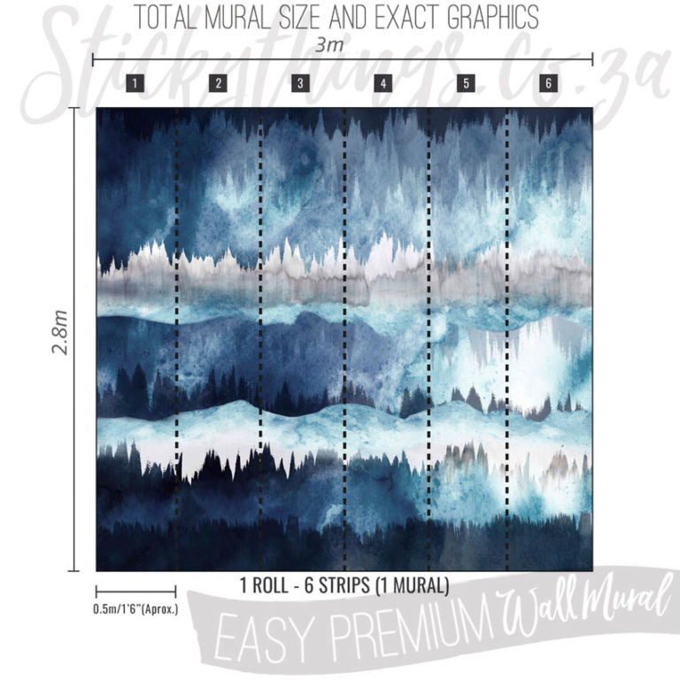Size and Exact Graphics of Abstract Mountain Forest Wall Mural
