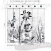 Black and White Pressed Flowers Wall Mural Size and Exact Graphics