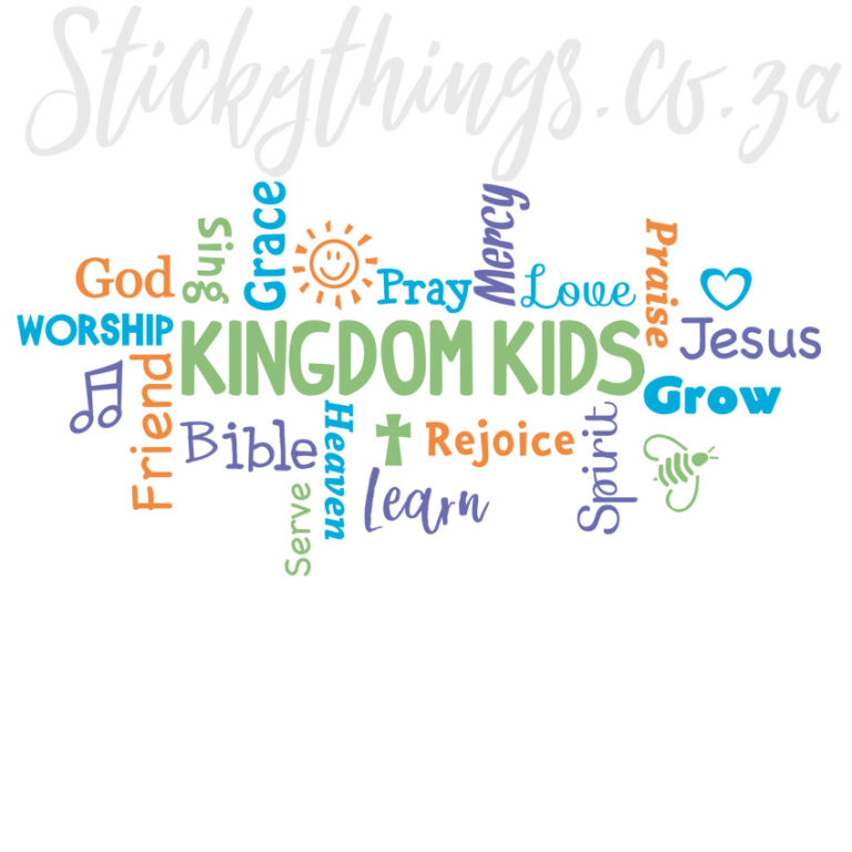 All 20 words in a different colouyr scheme of the Kingdom Kids Wall Words
