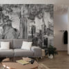 Grunge New York Mural on a living room wall