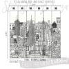 Size and Exact Graphics of Handdrawn Cityscape Wallpaper Mural