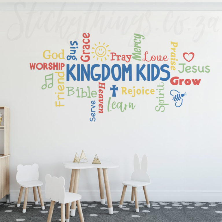 Kingdom Kids Wall Words in a church kids room