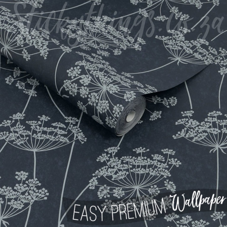 Roll of Navy Blue Cowparsley Wallpaper