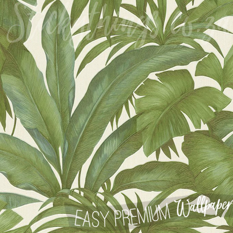 Green Tropical Leaves with metallic highlights