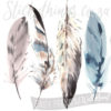 A close up of Blue and Neutrals Ink Feathers Mural