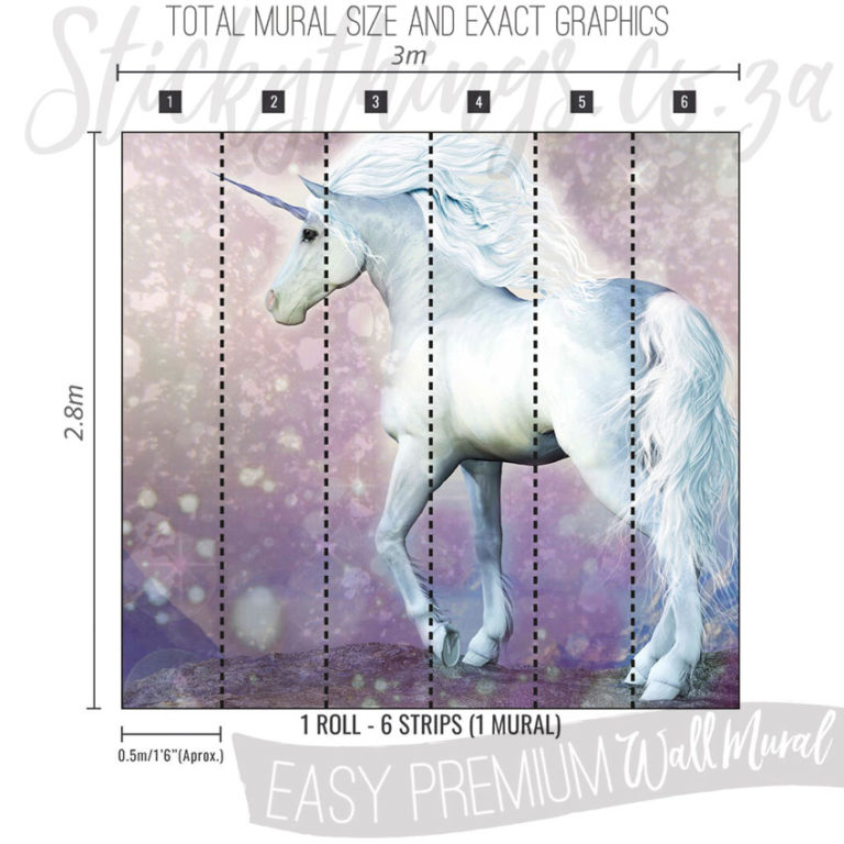 Size and Exact Graphics of Fantasy Unicorn Dust Wallpaper Mural
