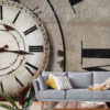 Giant Vintage Clock Mural on a wall