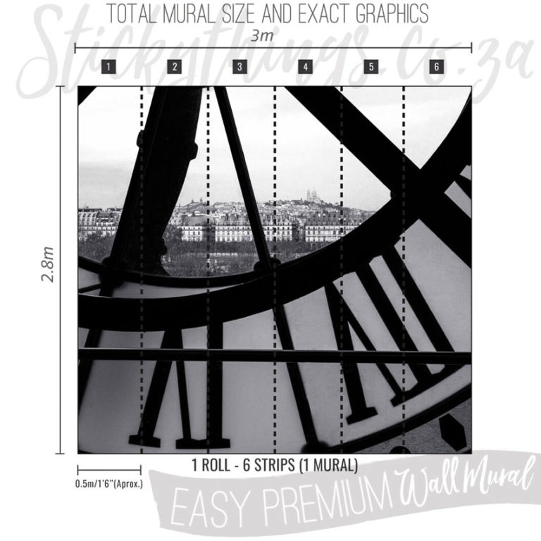 Size and Exact Graphics of Monochrome Paris View Wallpaper Mural