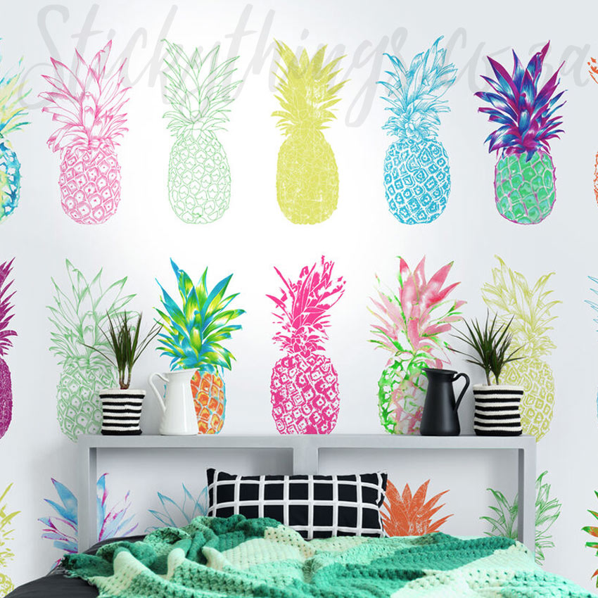 Pop Art Pineapples Mural - Fun Retro Pineapple Wallpaper Mural
