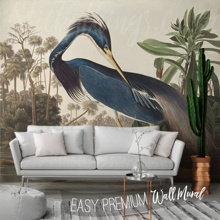 Vintage Birds of America Mural on a wall