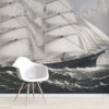 Vintage Ship Wall Mural on a wall