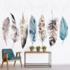 Watercolour Feathers Wall Mural on a wall