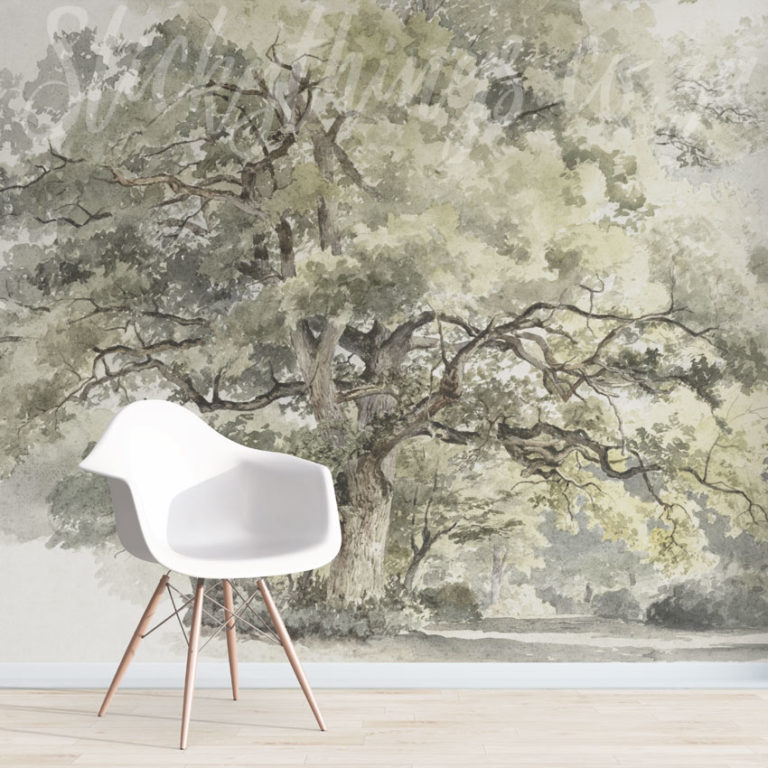 Watercolour Tree Wall Mural on a wall