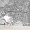 Antique Paris Map Mural on a wall