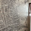 Suble Matte Textured Vintage Map Mural in a Bathroom