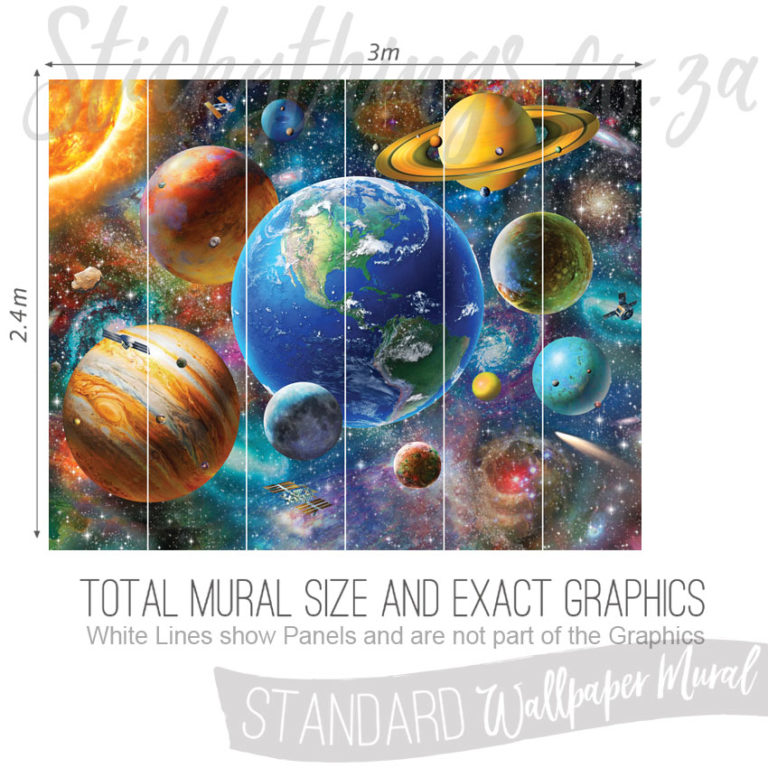 Size and Exact Graphics of Our Planets in Space Wallpaper Mural