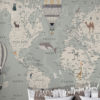 Pastel Shades Kids Map Wallpaper on a wall