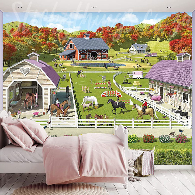 Pony Stables Wall Mural on a wall