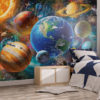 Solar System Wall Mural on a wall