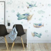 Watercolour Planes Wall Decals on a wall