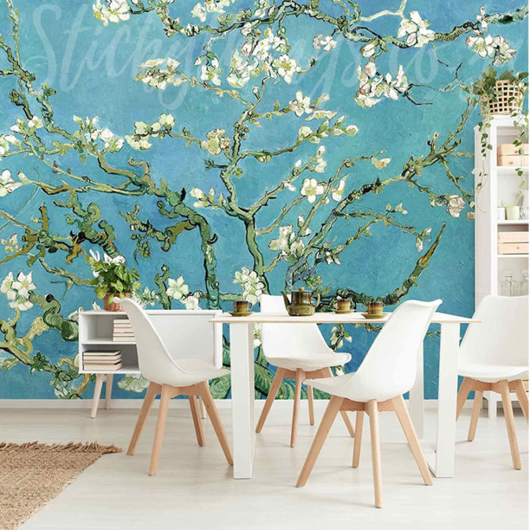 Almond Blossom Wall Mural on a wall