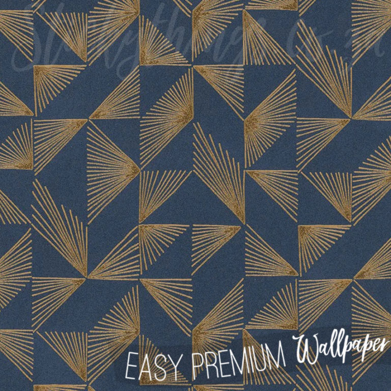 A close up of Embossed Gold Navy Geometric Wallpaper