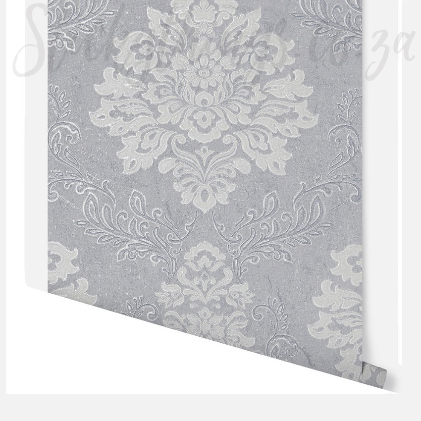 Embossed Silver Damask Wallpaper - Silver Shimmer Wallpaper