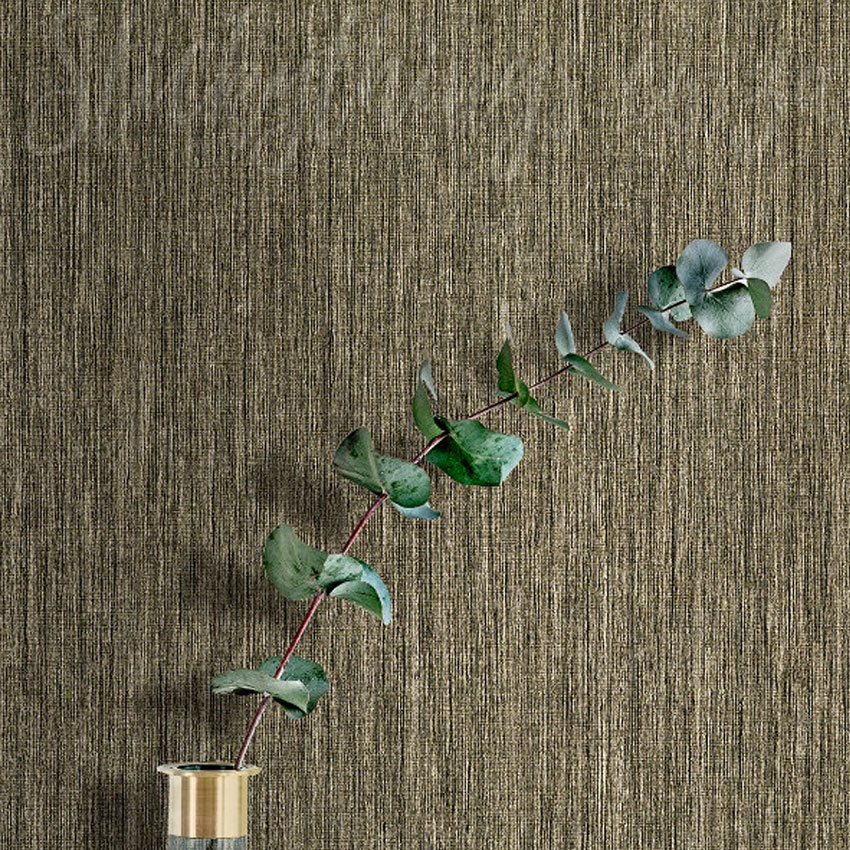 Natural Linen Look Wallpaper - Charcoal and Brown Textured Wallpaper
