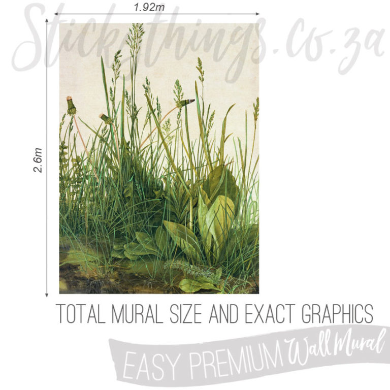 Size and Exact Graphics of Vintage Flowers and Grasses Wallpaper Mural