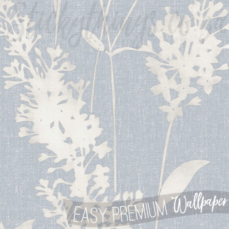 Close up of Baby Blue Floral Wallpaper