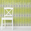 Black and Lime Retro Stripe Wallpaper on a wall