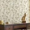 Cream Heritage Branch Wallpaper on a wall