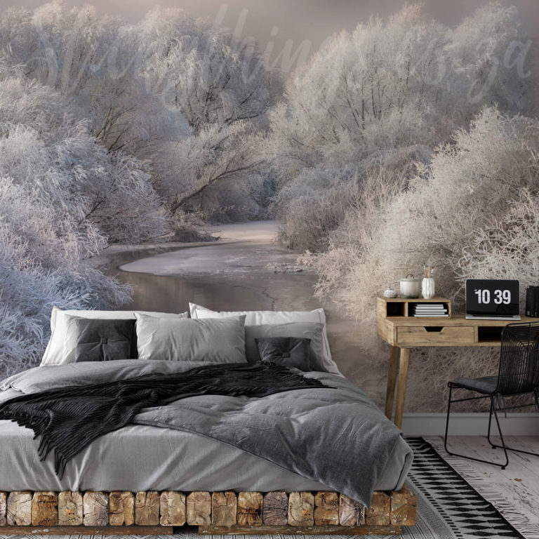 Frozen Forest Wall Mural on a wall
