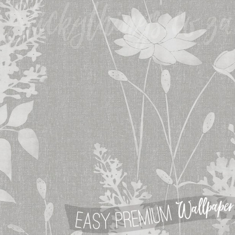 A close up of Grey Floral Silhouette Wallpaper
