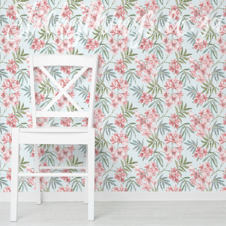 Painted Florals Wallpaper on a wall
