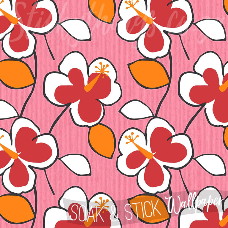 A close up of Pink and Orange Flowers Wallpaper