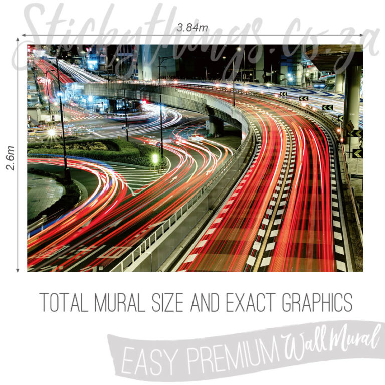 Size and Exact Graphics of Time-lapse Urban City Wallpaper Mural