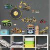 Construction Trucks Wall Stickers on a playroom wall