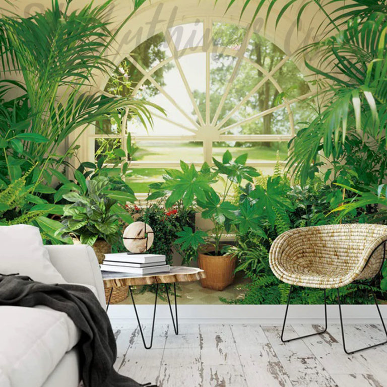 Lush Greenhouse Wall Mural on a wall
