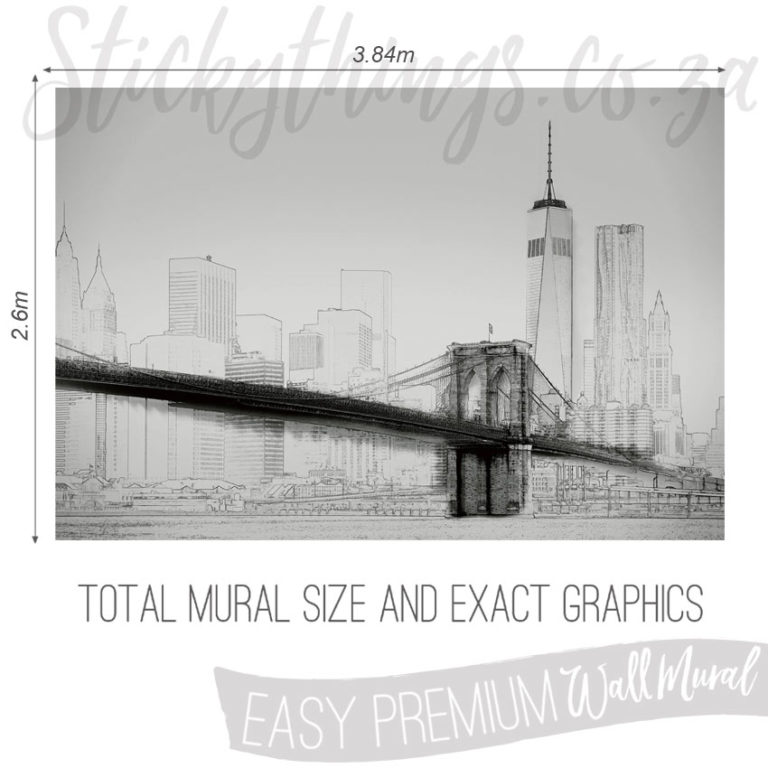 Size and Exact Graphics of New York City Wallpaper Mural