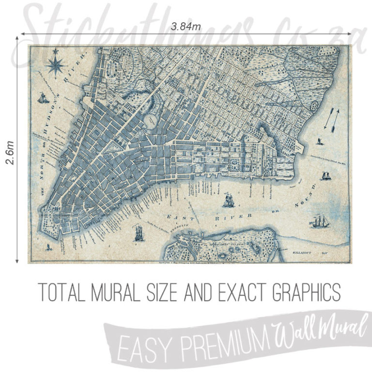 Size and Exact Graphics of Old Vintage Map Wallpaper Mural