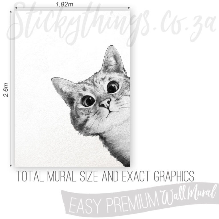 Size and Exact Graphics of Charming Kitty Illustration Wall Art Mural