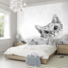 Cute Cat Wall Mural on a bedroom wall