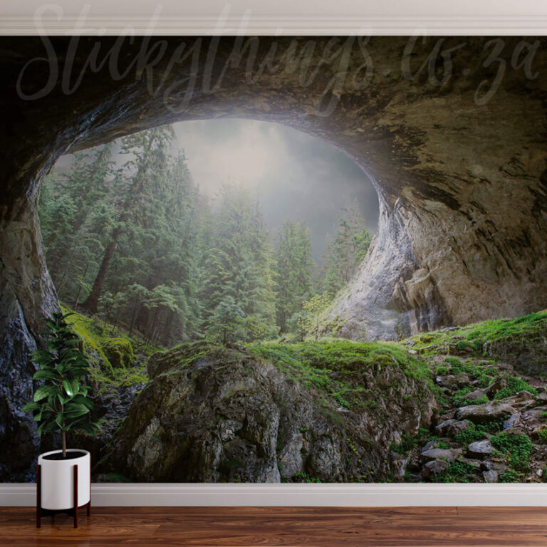 Forest Cave Wall Mural on a wall