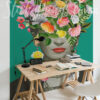 Frida Floral Portrait Wall Mural on a wall