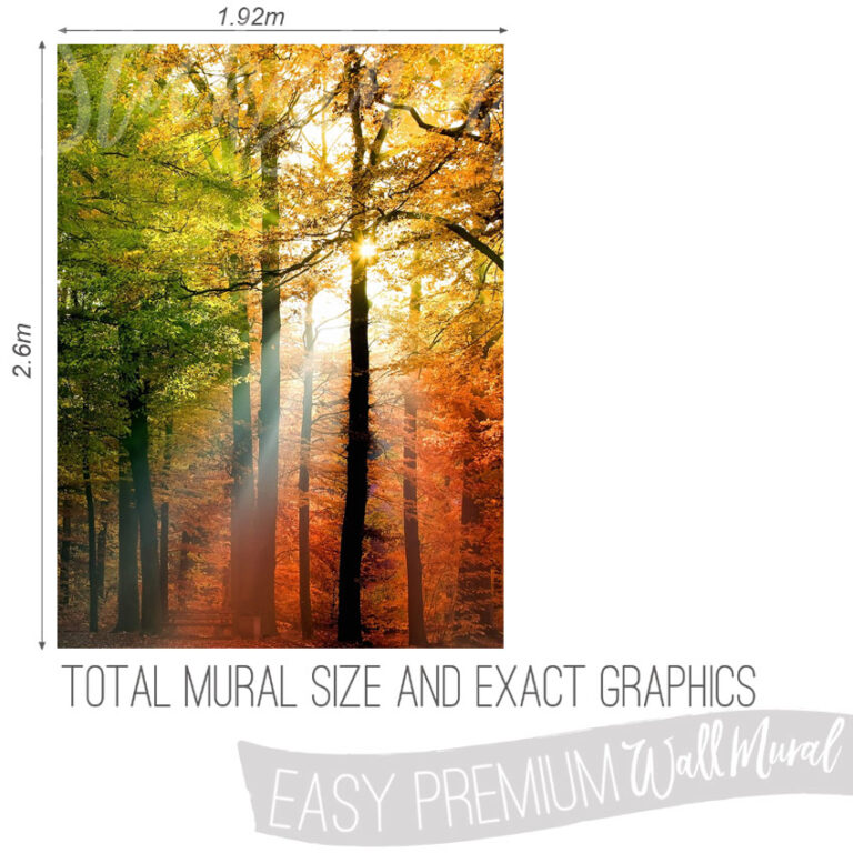 Size and Exact Graphics of Golden Autumn Wall Mural