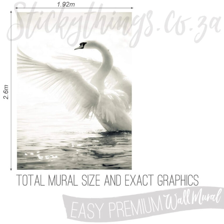 Size and Exact Graphics of Long-Necked Swan Photo Mural