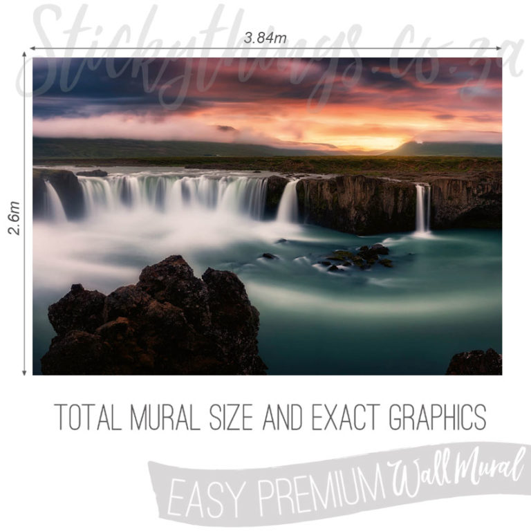 Size and Exact Graphics of Silky Waterfalls Wall Mural