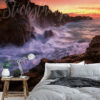 Sunset Over Sea Cliff Wall Mural on a bedroom wall.