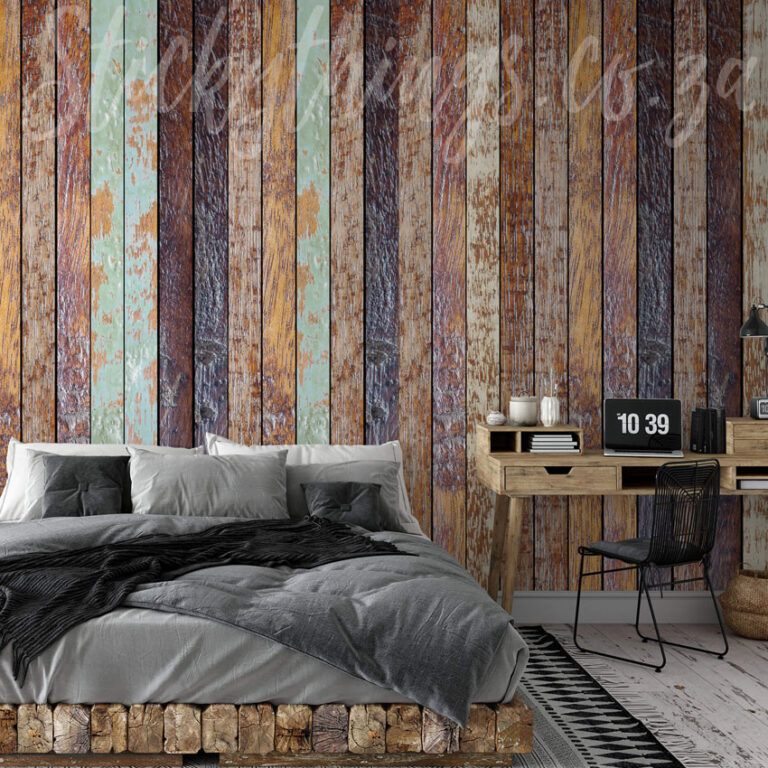 Vertical Wooden Panel Wall Mural on a wall